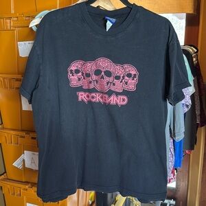 Y2K Rock Band 2009 Skull Graphic T-Shirt Black Red 100% Cotton Size Medium
